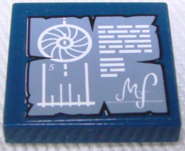 Lego Tile 2 x 2 with MetalBeard's Sea Cow Chart with Number 5, Wheel and Graph Pattern (Sticker) - Set 70810