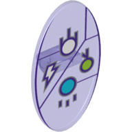 Lego Shield Ovoid with Grip and Dimensions Keystone Symbol with White, Lime and Medium Azure Circles, and Lightning Bolt Print / Trans-Purple