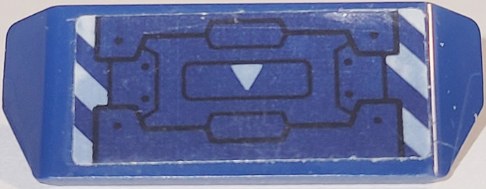 Lego Vehicle, Spoiler with Bar Handle with Dark Blue Panels, White Triangle and Danger Stripes Pattern (Sticker) - Set 76192 / Dark Blue