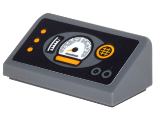 Lego Slope 30 1 x 2 x 2/3 with Dashboard with Gauges and Bright Light Orange Buttons Pattern (Sticker) - Set 70911