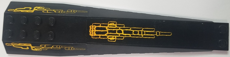 Lego Wedge 16 x 4 Triple Curved with Reinforcements with Atlantis Pattern (Sticker) - Set 8058 / Black