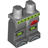 Lego Hips and Dark Bluish Gray Legs with Atlantis Diver, Red Trident Logo, Lime Belt, Knee Pads print / Light Bluish Gray
