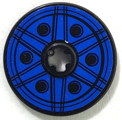 Lego Technic, Disk 3 x 3 with Blue Wheel with 6 Spokes and Holes Pattern (Sticker) - Set 75940