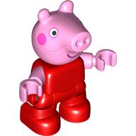 Lego Duplo Figure Child, Pig with Dark Pink Cheeks, Big Smile Print / Red