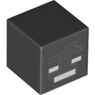 Lego Minifig Head Special, Cube with Wither Face Print / Black
