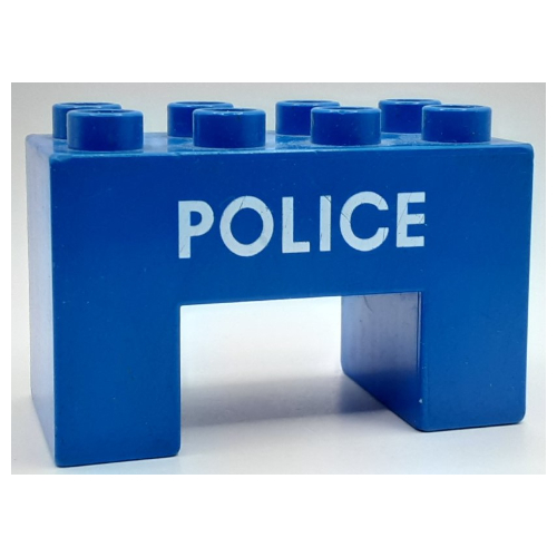 Lego Duplo Brick 2 x 4 x 2 with 2 x 2 Square Arch with 'POLICE' Print
