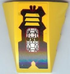 Lego Wedge 4 x 4 Triple Curved No Studs with Yellow Grille and Silver Circuitry Pattern Model Left Side (Sticker) - Set 7721