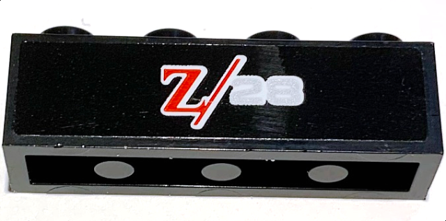 Lego Brick 1 x 4 with Red and Silver 'Z/28' Pattern (Sticker) – Set 10304