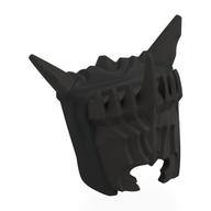 Lego Helmet with Grill, Spiked Crown with Black Hood Pattern (Mouth of Sauron) / Pearl Titanium