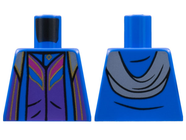 Lego Torso Robe over Dark Purple Shirt, Magenta and Gold Trim Pattern / Blue