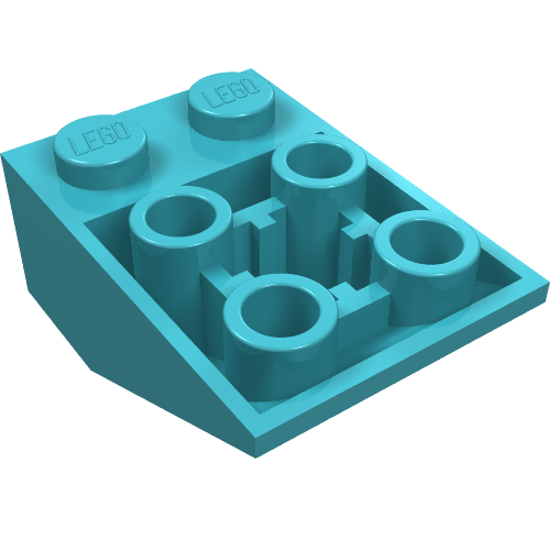 Lego Brick Sloped Inverted 33° 3 x 2, Connections between Studs, Ovoid Bottom Pin / Medium Azure