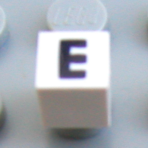 Lego Modulex Tile 1 x 1 with E Print - Black Lining on Top and Sides