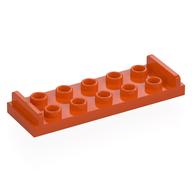 Lego Plate Special 2 x 6 with 2 x 5 Studs and Door Stops on Top / Reddish Orange