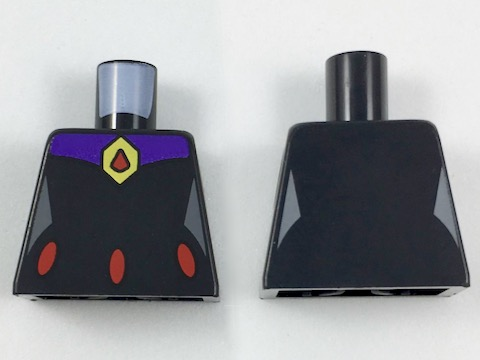Lego Torso Female Outline with Red Ovals at Waist and Red and Yellow Amulet Pattern / Black