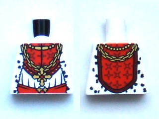 Lego Torso Castle Kingdoms Gold Chain with Cross and Fur Trim Pattern / White