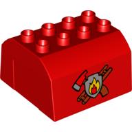 Lego Duplo Train Cab Upper Section with Axe, Ladder & Fire Print / Red