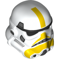 Lego Helmet Stormtrooper Dual Molded, Black with Yellow Markings Print / White