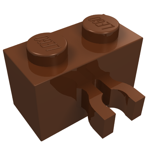 Lego Brick Special 1 x 2 with Vertical Clip [Thick U Clip] / Reddish Brown