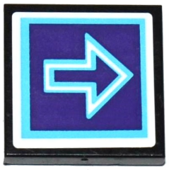 Lego Tile 2 x 2 with Medium Azure and White Arrow Outlines on Dark Purple Background Pattern (Sticker) - Set 41130