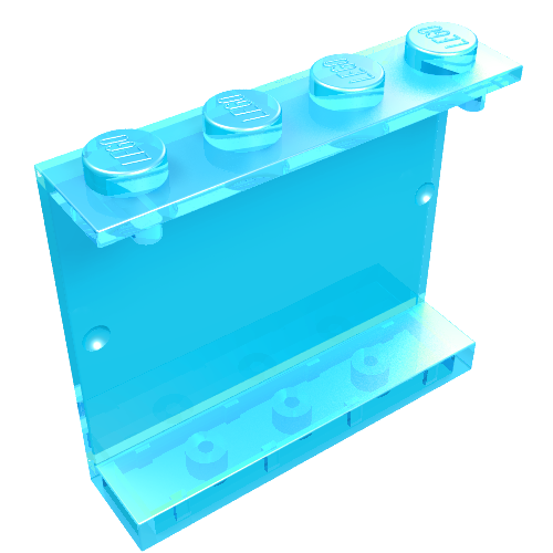 Lego Panel 1 x 4 x 3 [Solid Studs] / Trans-Light Blue