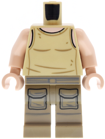 Lego Body SMART Minifigure, Torso with Dark Tan Hips and Legs with SW Luke Skywalker Tank Top and Pockets Pattern / Light Nougat Arms / Light Nougat Hands
