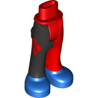 Lego Minidoll Hips and Trousers with Back Pockets with Blue Boots with Red Leg Left and Black Leg Right with Diamonds Print / Red