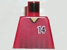 Lego Torso Soccer Black Fading Stripes and Number 14 Front and Back Pattern / Red