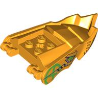 Lego Creature Body Part, Dragon Head Lower Jaw with Pointy Chin with Green Markings, Eye, Silver Line Print