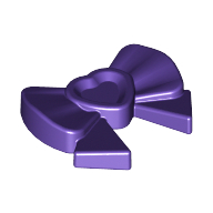 Lego Headwear Accessory Bow with Heart, Long Ribbon and Pin / Dark Purple