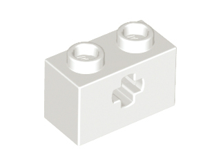 Lego Technic, Brick 1 x 2 with Axle Hole / White