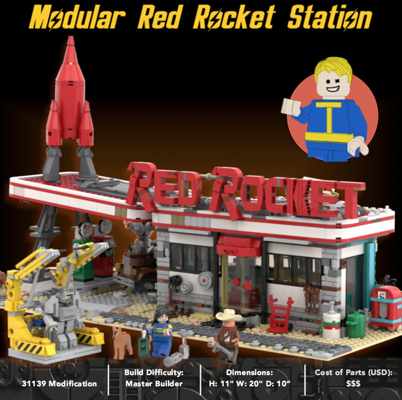 Lego Red Rocket Modular Gas Station from Fallout