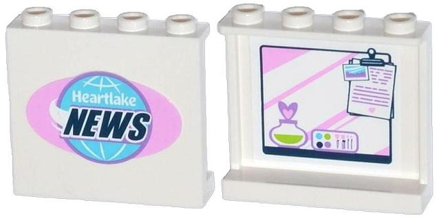 Lego Panel 1 x 4 x 3 with Side Supports with Clipboard, Perfume and Make-Up on Inside and 'Heartlake NEWS' on Outside Pattern (Stickers) - Set 41056