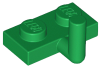 Lego Plate, Modified 1 x 2 with Bar Arm Up (Horizontal Arm 5mm) / Green