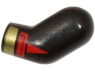 Lego Arm, Left with Red Cuff and Gold Bracelet Pattern / Black
