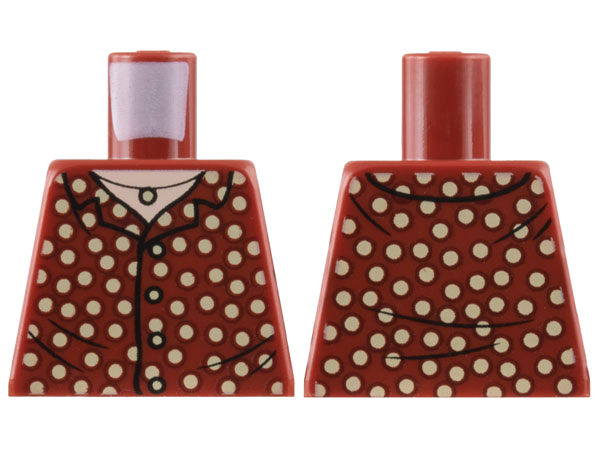 Lego Torso Shirt with Tan Polka Dots, Light Nougat Neck with Necklace Pattern / Dark Red