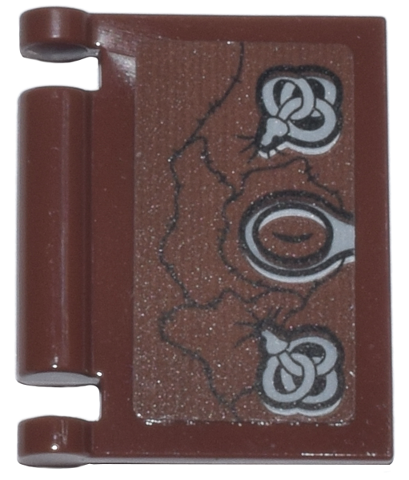 Lego Minifigure, Utensil Book Cover with Black Stitching, Light Bluish Gray Snakes and Oval Clasp Pattern (Sticker) - Set 21341 / Reddish Brown