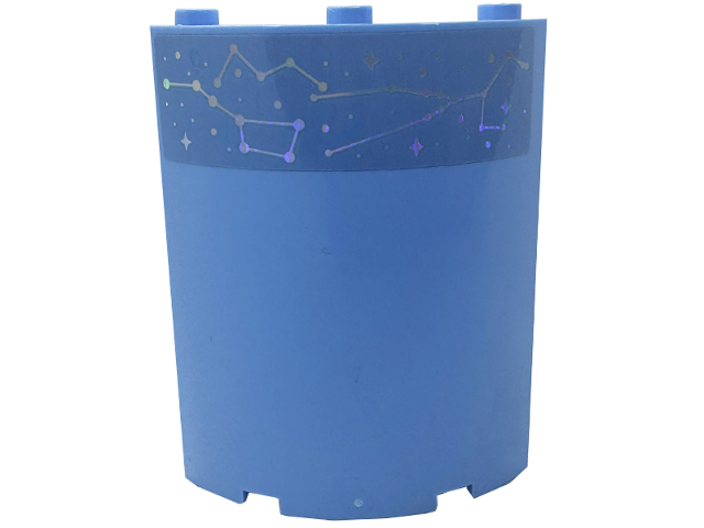 Lego Cylinder Quarter 4 x 4 x 6 with Iridescent Mirrored Constellation Pattern Model Right Side (Sticker) - Set 41713