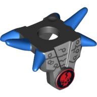 Lego Minifig Neckwear Armour Breastplate with Shoulder Spikes Blue and Ninjago Cracked Red Skull Print / Black