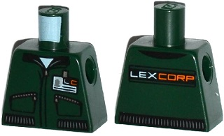 Lego Torso Batman Jacket with Zipper Pockets, ID Badge and 'LEXCORP' on Back Pattern / Dark Green