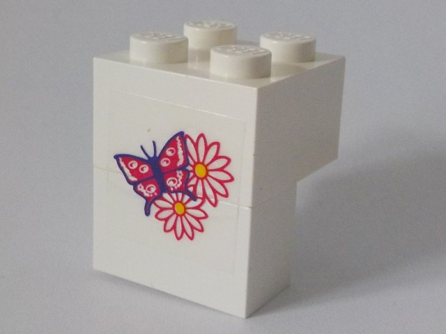 Lego Stickered Assembly 2 x 2 x 2 with Butterfly and Two Flowers Pattern (Sticker) - Set 6410