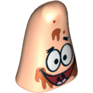 Lego Minifig Head Special, Starfish with Open Mouth and Ice Cream Splotches Print (Patrick) / Light Nougat