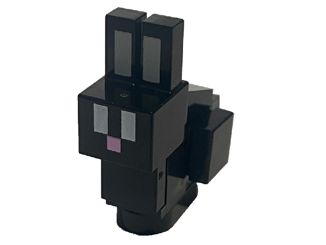 Lego Minecraft Bunny / Rabbit, Black with White Eyes - Brick Built