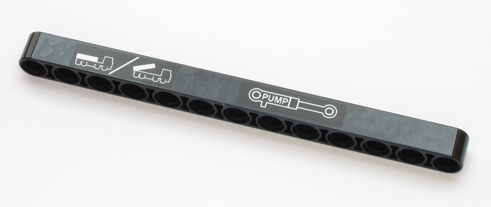 Lego Technic, Liftarm Thick 1 x 13 with Tipper Body Operating Instructions and 'PUMP' on Pump Symbol Pattern (Stickers) - Set 42043