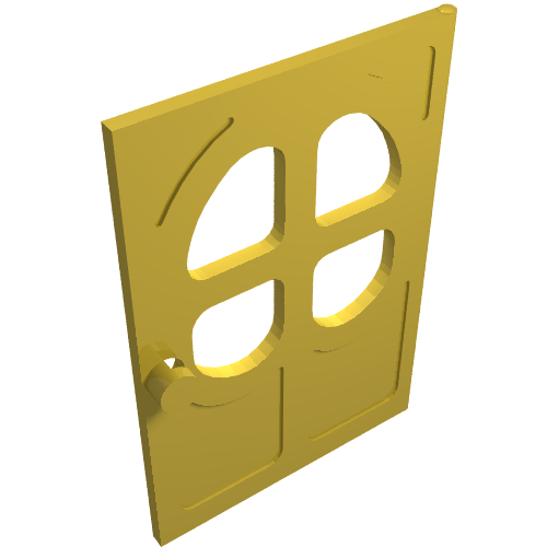 Lego Fabuland, Door 1 x 6 x 7 with Round pane in 4 sections / Yellow
