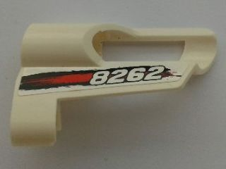 Lego Technic, Panel Fairing # 5 Small Short, Large Hole, Side A with '8262', Black and Red Stains Pattern (Sticker) - Set 8262 / White