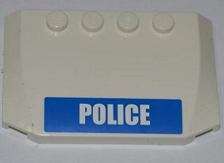 Lego Wedge 4 x 6 x 2/3 Triple Curved with White 'POLICE' on Blue Stripe Pattern (Sticker) - Set 4441