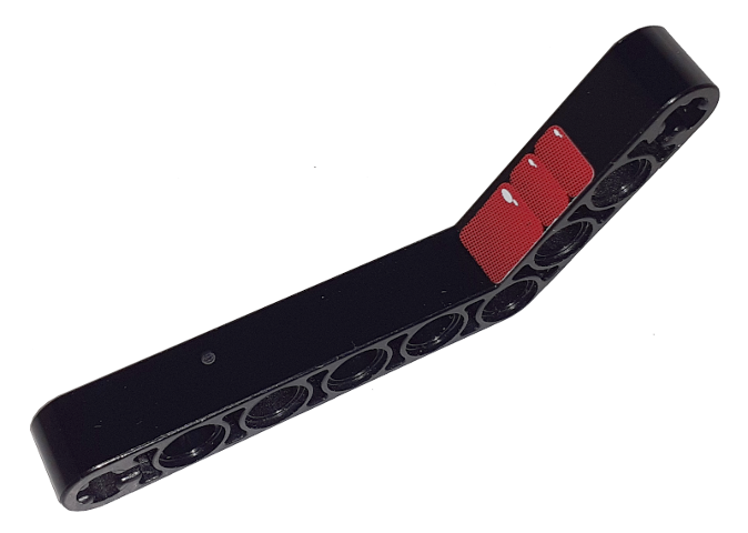 Lego Technic, Liftarm, Modified Bent Thick 1 x 9 (6 - 4) with Seat Pattern (Sticker) - Set 8203 / Black