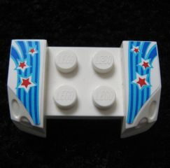 Lego Vehicle, Mudguard 2 x 4 with Headlights Overhang with Red Stars Pattern on Both Sides (Stickers) - Set 9094 / White