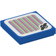 Lego Tile 2 x 2 with Dolphin and Barcode Print (Sticker) / Blue