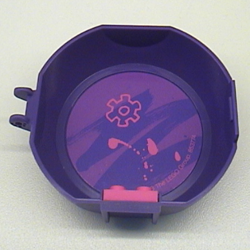 Lego Pod, Round, Half, Back with 1 x 2 Plate Dark Pink with Brush Stroke Sticker